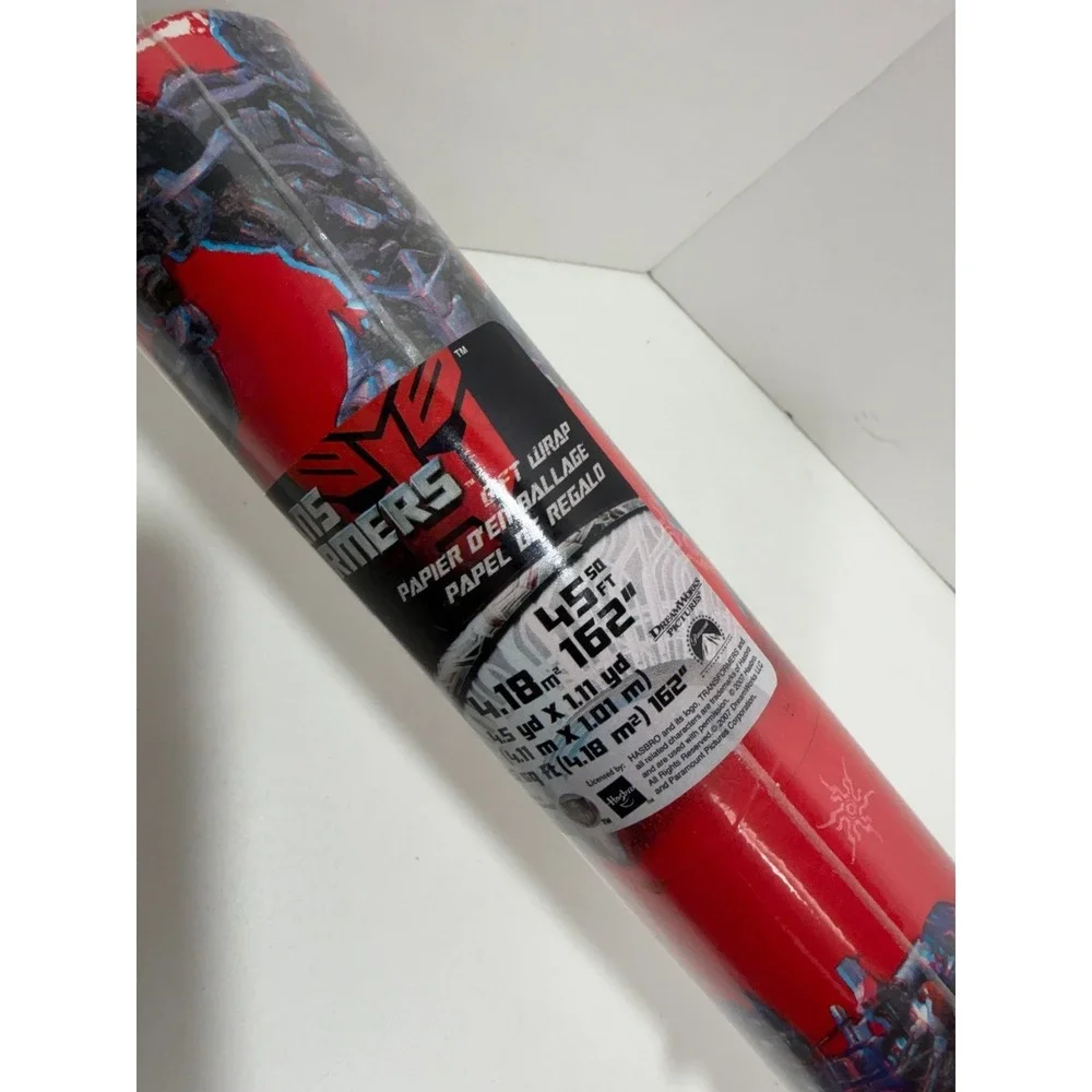 Transformers Movie Gift Wrap 2007 Red Optimus Prime‎ Bumblebee 45 Sq Ft Hasbro